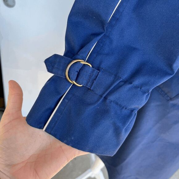 VTG Raindrops by Fleet Street Navy Trench Coat Cream Piping 70s 80s Retro - Picture 5 of 13